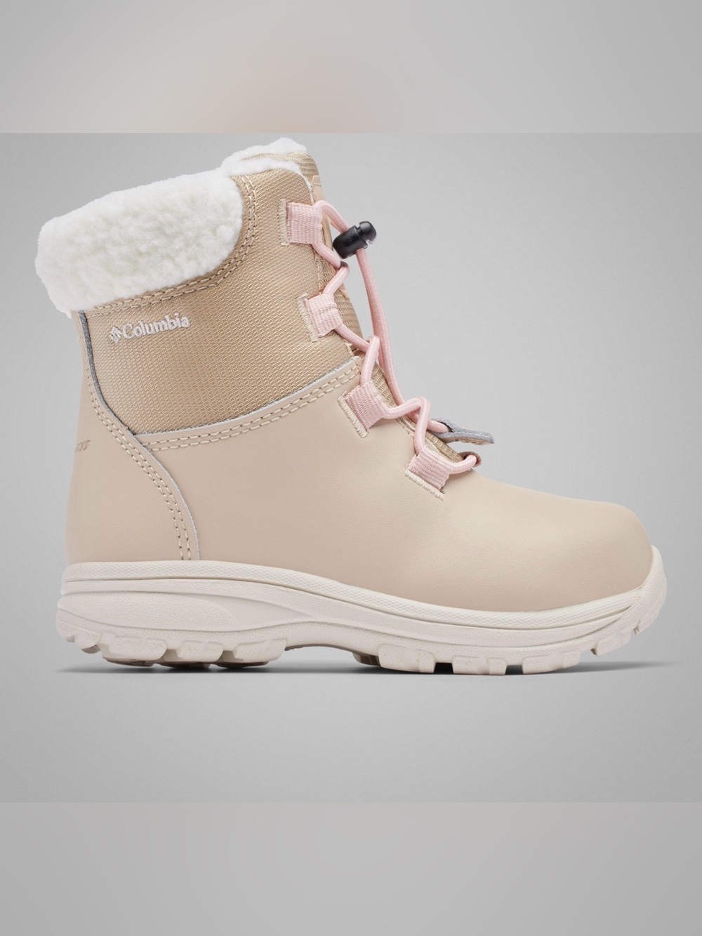 Columbia Cream and Pink Insulated Shearling-Trim Boot